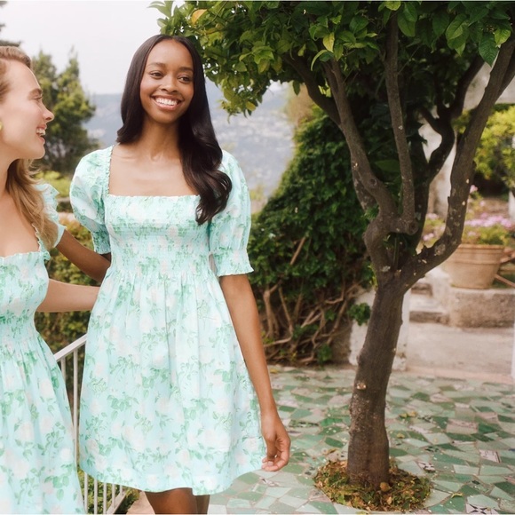 NWT Hill House Athena Nap Mini Dress in Blue w/Pink & Green Floral - Small - Picture 2 of 11